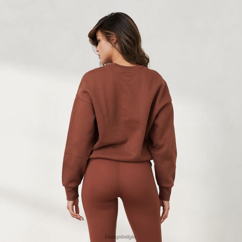 365 oversized trui met ronde hals vrouwen chocolade Lounge kleding 008ZJ872 - Image 2