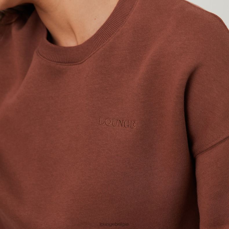 365 oversized trui met ronde hals vrouwen chocolade Lounge kleding 008ZJ872 - Image 4