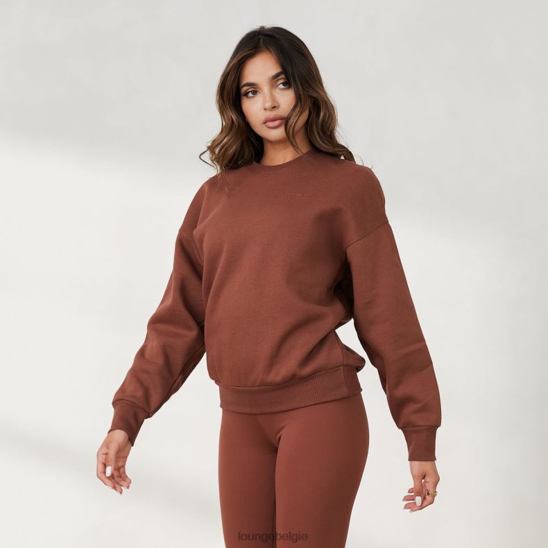 365 oversized trui met ronde hals vrouwen chocolade Lounge kleding 008ZJ872 - Image 6