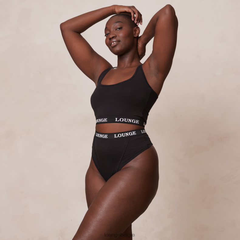 Basisset bralette en string/slip van bamboe vrouwen zwart Lounge ondergoed 008ZJ193 - Image 2