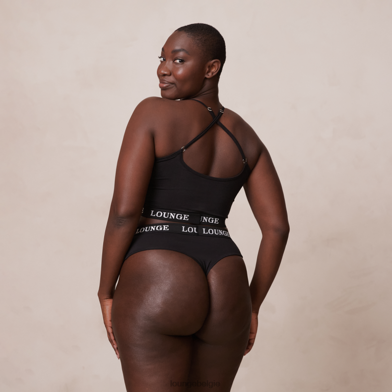 Basisset bralette en string/slip van bamboe vrouwen zwart Lounge ondergoed 008ZJ193 - Image 11