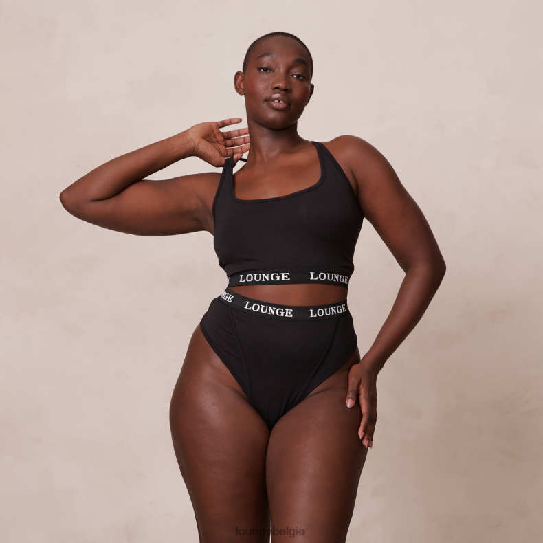 Basisset bralette en string/slip van bamboe vrouwen zwart Lounge ondergoed 008ZJ193 - Image 12