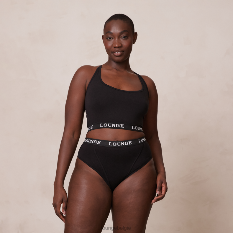 Basisset bralette en string/slip van bamboe vrouwen zwart Lounge ondergoed 008ZJ193 - Image 4