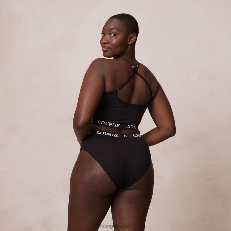 Basisset bralette en string/slip van bamboe vrouwen zwart Lounge ondergoed 008ZJ193 - Image 5