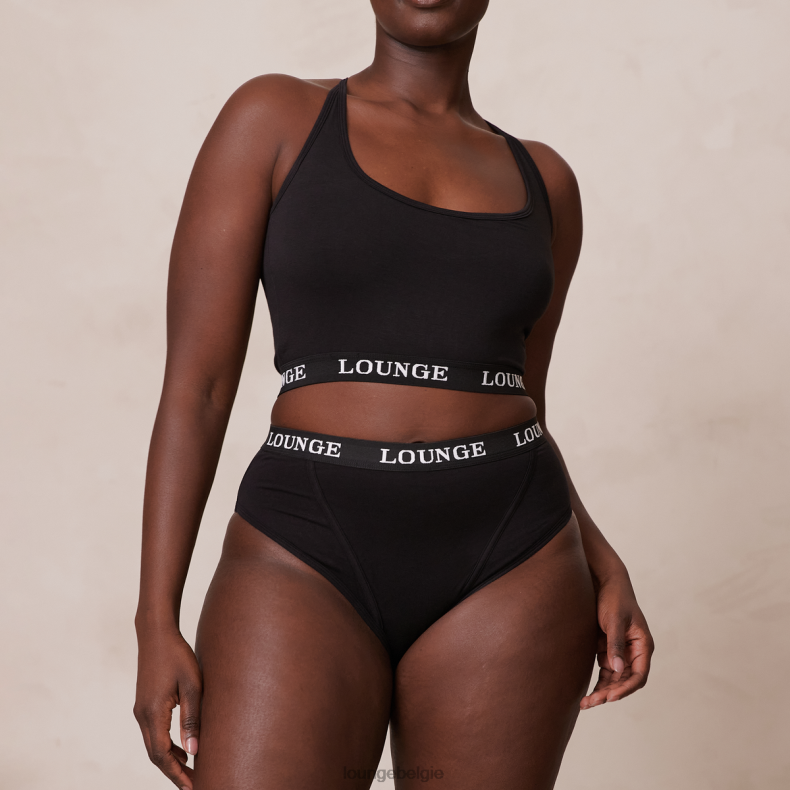Basisset bralette en string/slip van bamboe vrouwen zwart Lounge ondergoed 008ZJ193 - Image 6