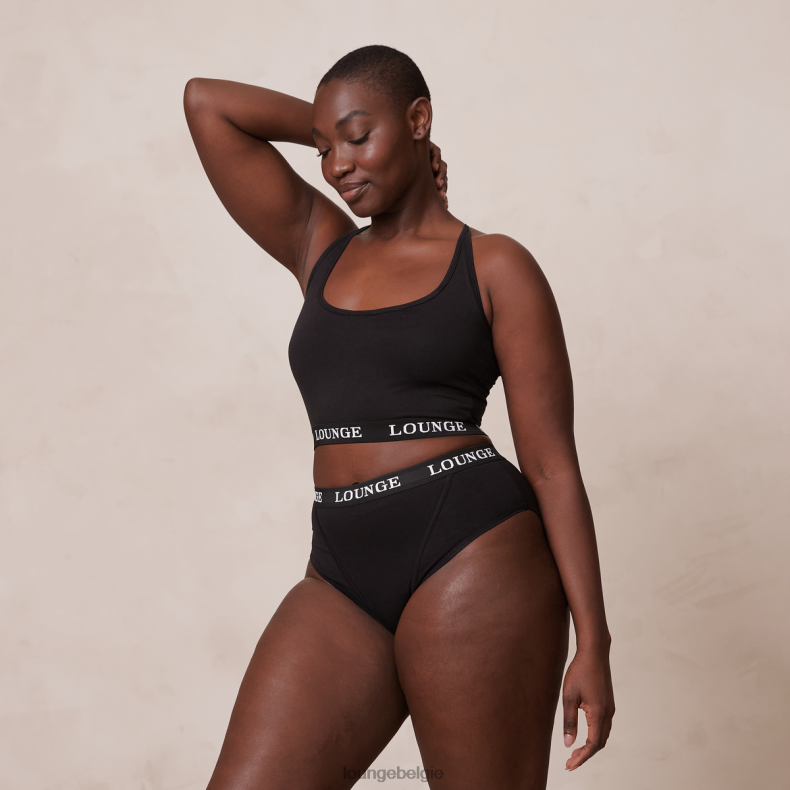Basisset bralette en string/slip van bamboe vrouwen zwart Lounge ondergoed 008ZJ193 - Image 8