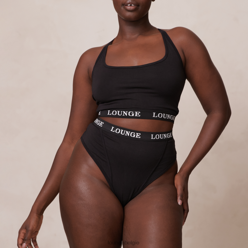 Basisset bralette en string/slip van bamboe vrouwen zwart Lounge ondergoed 008ZJ193 - Image 10