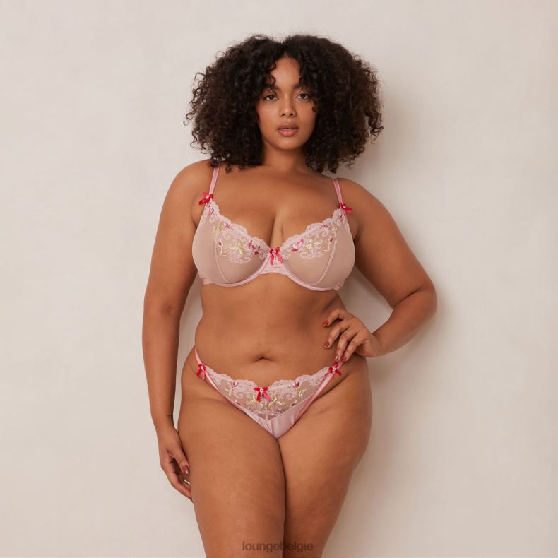 Bloom geborduurde balconette bh en g-string/slip vrouwen roze Lounge ondergoed 008ZJ109 - Image 11