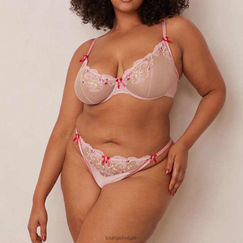 Bloom geborduurde balconette bh en g-string/slip vrouwen roze Lounge ondergoed 008ZJ109 - Image 14