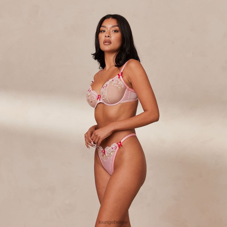 Bloom geborduurde balconette bh en g-string/slip vrouwen roze Lounge ondergoed 008ZJ109 - Image 19