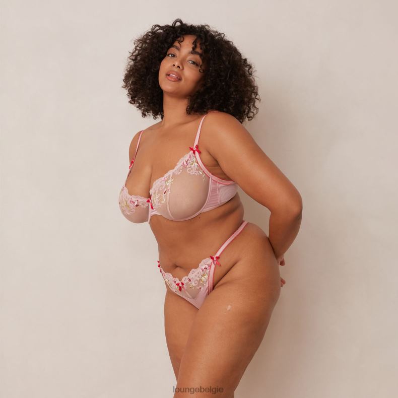 Bloom geborduurde balconette bh en g-string/slip vrouwen roze Lounge ondergoed 008ZJ109 - Image 3
