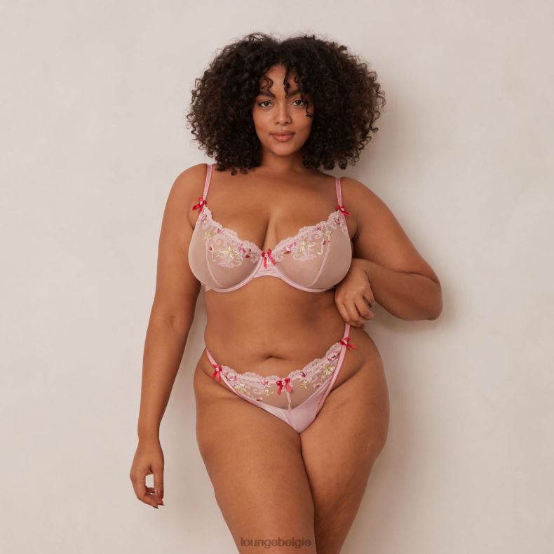 Bloom geborduurde balconette bh en g-string/slip vrouwen roze Lounge ondergoed 008ZJ109 - Image 23