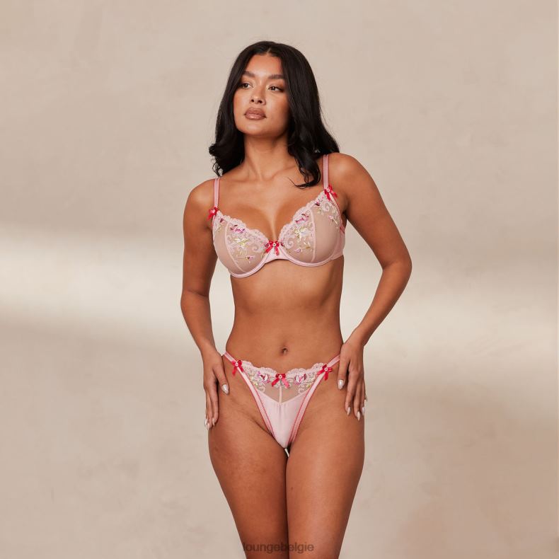 Bloom geborduurde balconette bh en g-string/slip vrouwen roze Lounge ondergoed 008ZJ109 - Image 5