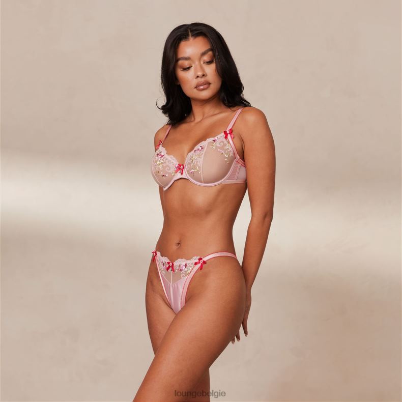 Bloom geborduurde balconette bh en g-string/slip vrouwen roze Lounge ondergoed 008ZJ109 - Image 9