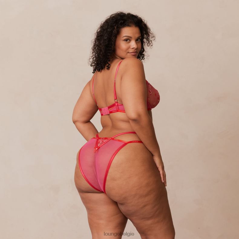 Blozende set met geborduurde balconnetbeha en g-string/slip vrouwen felroze Lounge ondergoed 008ZJ83 - Image 12