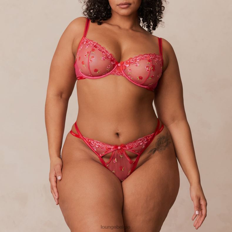 Blozende set met geborduurde balconnetbeha en g-string/slip vrouwen felroze Lounge ondergoed 008ZJ83 - Image 13