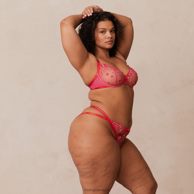 Blozende set met geborduurde balconnetbeha en g-string/slip vrouwen felroze Lounge ondergoed 008ZJ83 - Image 16