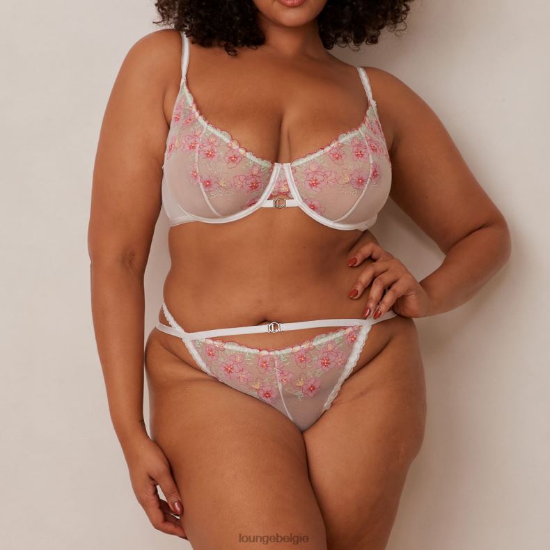 ditsy geborduurde balconette bh en g-string/slipje vrouwen wit Lounge ondergoed 008ZJ95 - Image 7