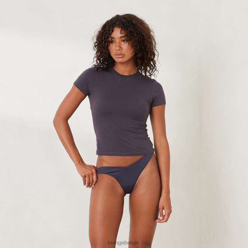 essentieel getailleerd T-shirt met korte mouwen vrouwen blauw gerookt Lounge kleding 008ZJ830 - Image 5