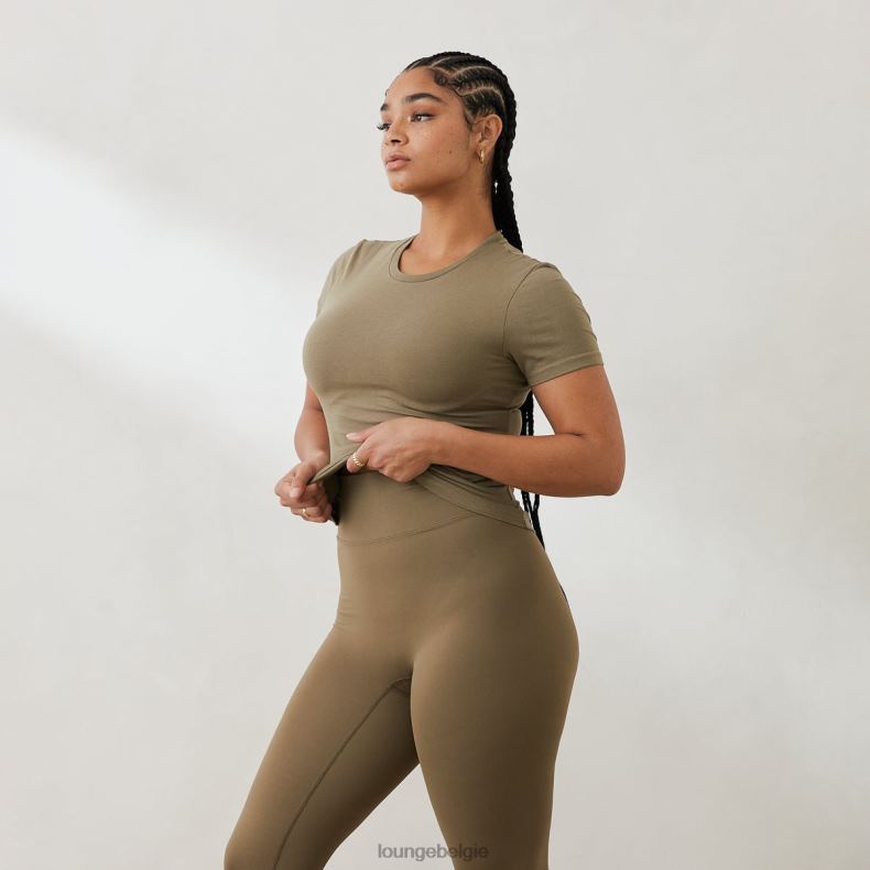 essentieel_getailleerd_t_shirt_met_korte_mouwen_vrouwen_olijf_lounge_kleding_008zj832.jpg essentieel getailleerd T-shirt met korte mouwen vrouwen olijf Lounge kleding 008ZJ832 - Image 1