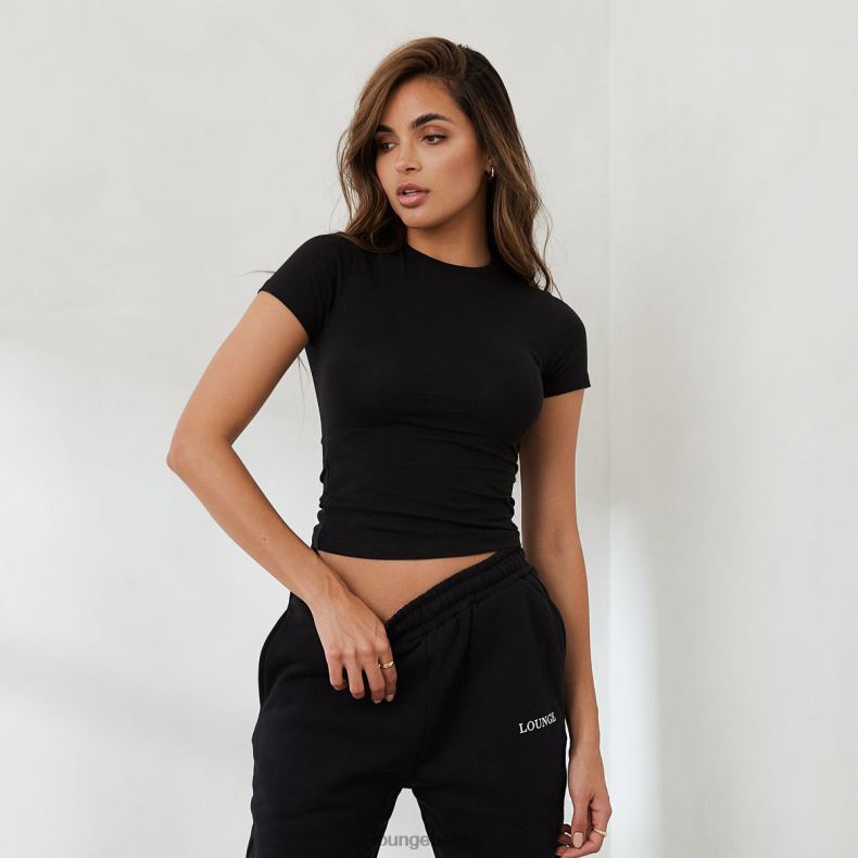 essentieel_getailleerd_t_shirt_met_korte_mouwen_vrouwen_zwart_lounge_kleding_008zj834.jpg essentieel getailleerd T-shirt met korte mouwen vrouwen zwart Lounge kleding 008ZJ834 - Image 1