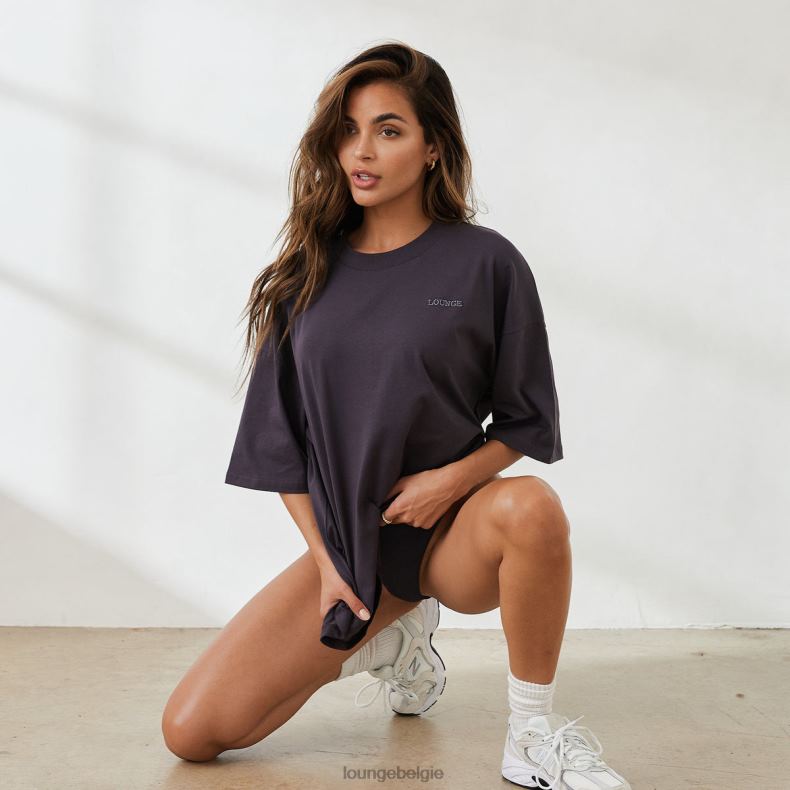 essentieel oversized t-shirt vrouwen blauw gerookt Lounge kleding 008ZJ847 - Image 5