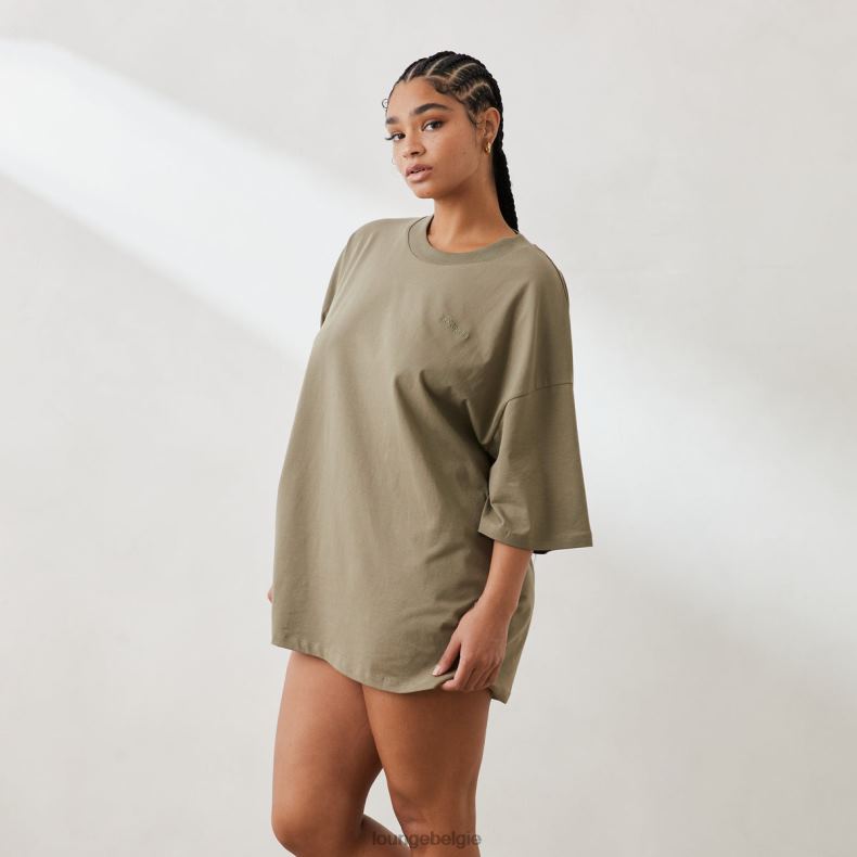 essentieel oversized t-shirt vrouwen olijf Lounge kleding 008ZJ849 - Image 4