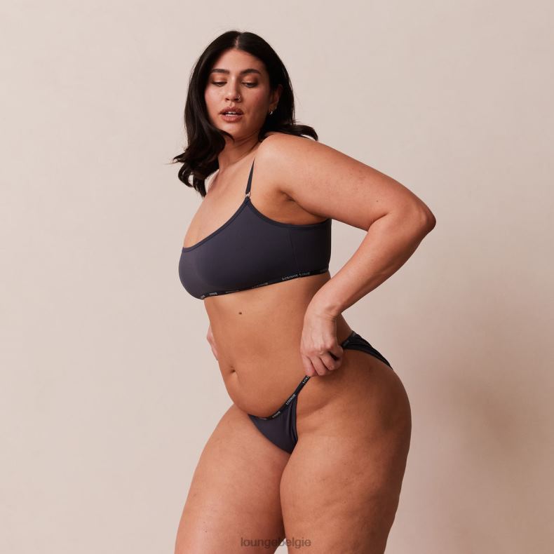 essentiële bralette en string/slip set vrouwen blauwe houtskool Lounge ondergoed 008ZJ179 - Image 3