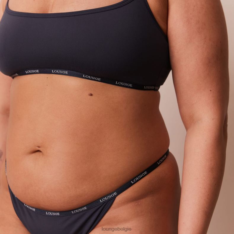 essentiële bralette en string/slip set vrouwen blauwe houtskool Lounge ondergoed 008ZJ179 - Image 4