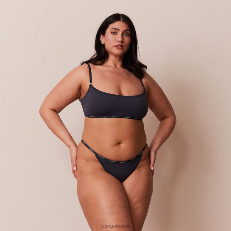 essentiële bralette en string/slip set vrouwen blauwe houtskool Lounge ondergoed 008ZJ179 - Image 1