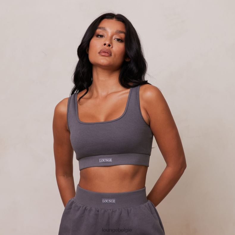 essentiële crop top en short set vrouwen houtskool Lounge kleding 008ZJ860 - Image 2