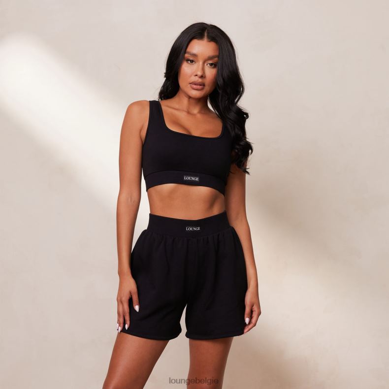 essentiële crop top en short set vrouwen zwart Lounge kleding 008ZJ858 - Image 5