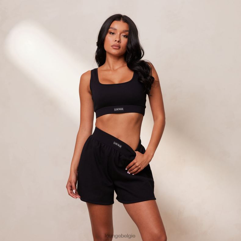 essentiële crop top en short set vrouwen zwart Lounge kleding 008ZJ858 - Image 1
