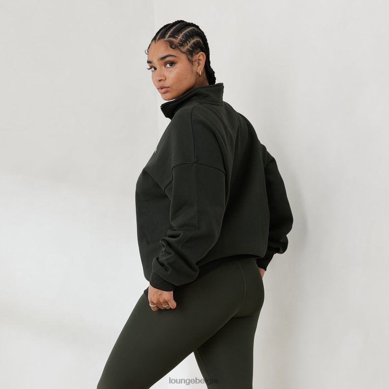 essentiële oversized trui met kwartrits vrouwen dennengroen Lounge kleding 008ZJ883 - Image 2