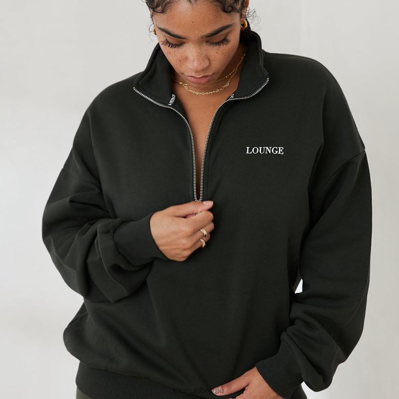 essentiële oversized trui met kwartrits vrouwen dennengroen Lounge kleding 008ZJ883 - Image 3
