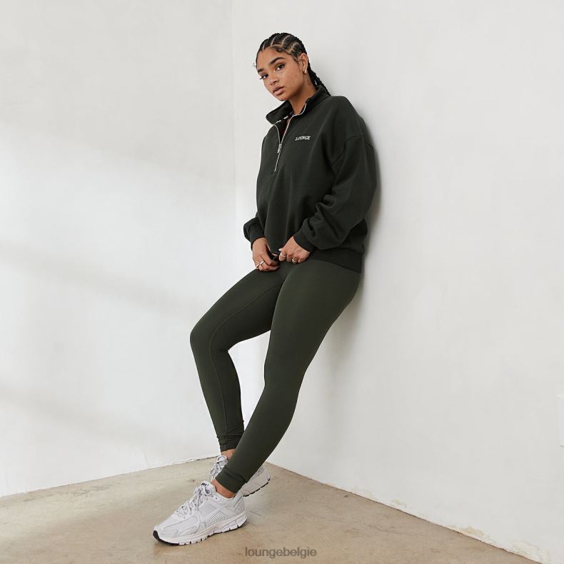 essentiële oversized trui met kwartrits vrouwen dennengroen Lounge kleding 008ZJ883 - Image 5