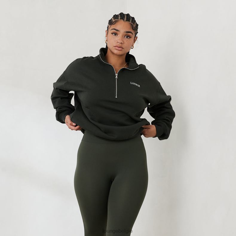 essentiële oversized trui met kwartrits vrouwen dennengroen Lounge kleding 008ZJ883 - Image 6
