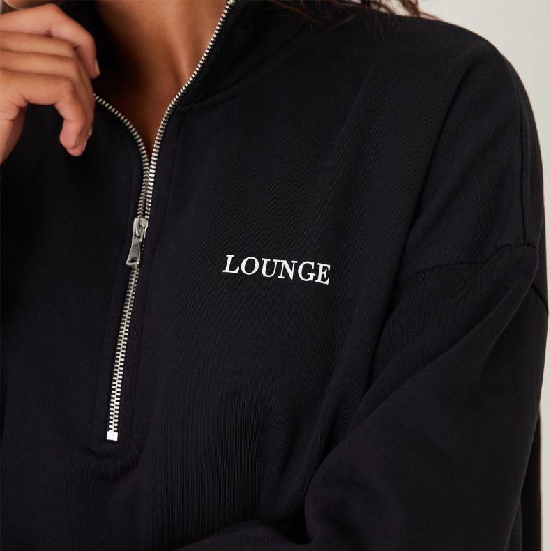 essentiële oversized trui met kwartrits vrouwen zwart Lounge kleding 008ZJ877 - Image 4