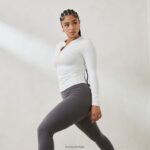 essentiële top met lange mouwen en ritssluiting vrouwen gebroken wit Lounge kleding 008ZJ850 - Image 6