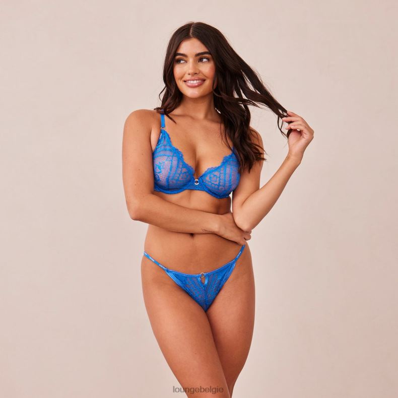 gecharmeerde balconette bh & string/slip set vrouwen kobalt blauw Lounge ondergoed 008ZJ23 - Image 4