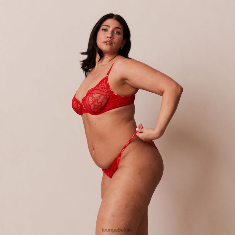 gecharmeerde balconette bh & string/slip set vrouwen rood Lounge ondergoed 008ZJ47 - Image 8