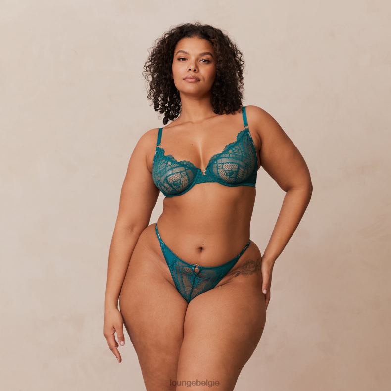 gecharmeerde balconette bh & string/slip set vrouwen turkoois Lounge ondergoed 008ZJ7 - Image 15