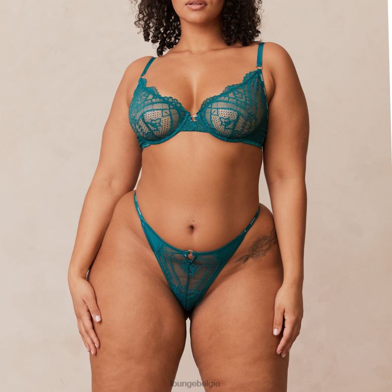 gecharmeerde balconette bh & string/slip set vrouwen turkoois Lounge ondergoed 008ZJ7 - Image 17