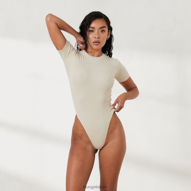geribbeld t-shirt bodysuit x jess hunt vrouwen bot Lounge kleding 008ZJ809 - Image 3