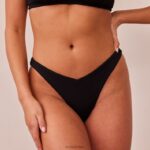 geribbelde driehoekige slip vrouwen zwart Lounge ondergoed 008ZJ511