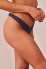 geribbelde driehoekige string vrouwen houtskoolblauw Lounge ondergoed 008ZJ509 - Image 3