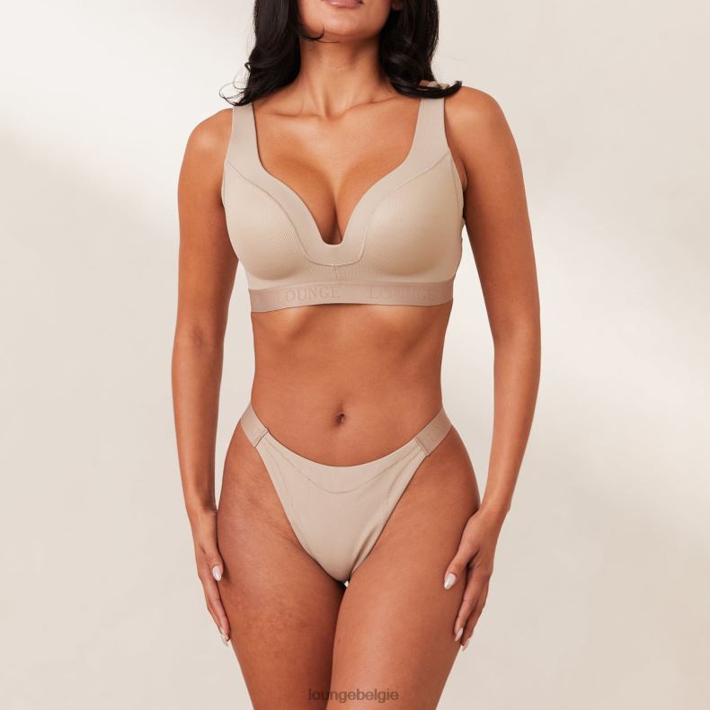geribbelde mindful bh & string/slip set vrouwen nerts Lounge ondergoed 008ZJ168 - Image 5