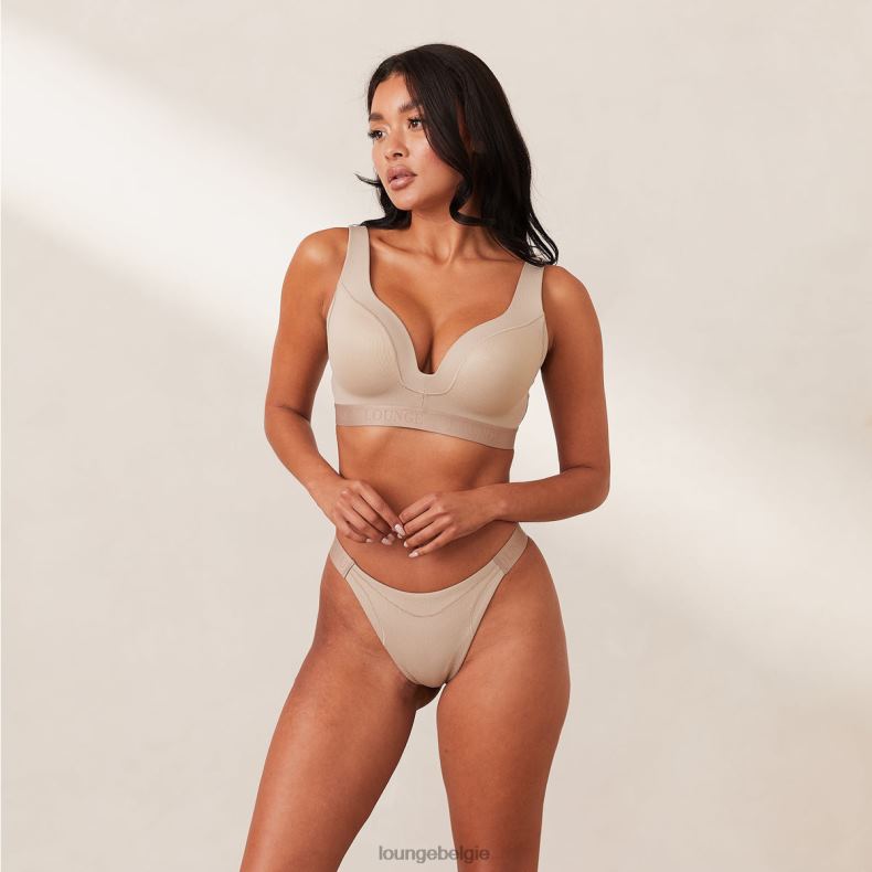geribbelde mindful bh & string/slip set vrouwen nerts Lounge ondergoed 008ZJ168 - Image 7