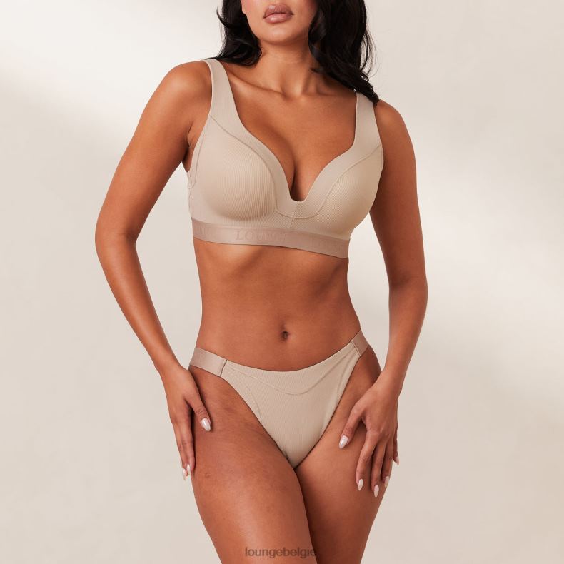 geribbelde mindful bh & string/slip set vrouwen nerts Lounge ondergoed 008ZJ168 - Image 9