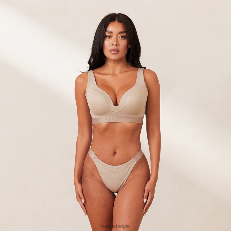 geribbelde mindful bh & string/slip set vrouwen nerts Lounge ondergoed 008ZJ168 - Image 1